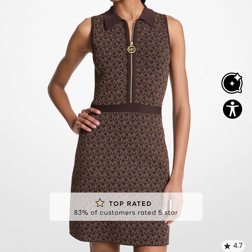 Michael Kors Logo Jacquard Zip Up Dress